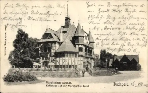 Ak Margitsziget Margareteninsel Budapest Ungarn, Margitszigeti kávéház, Kaffehaus auf der Margare