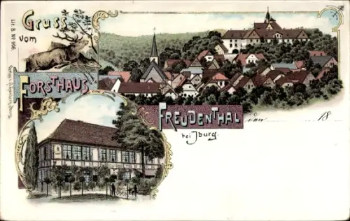 Litho Bad Iburg am Teutoburger Wald, Forsthaus Freudenthal