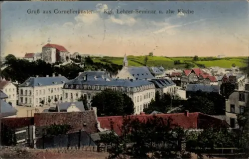 Ak Cornelimünster Kornelimünster Aachen, Königliches Lehrerseminar und alte Kirche