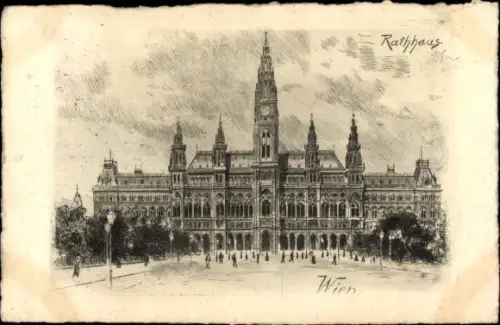 Künstler Ak Wien 1 Innere Stadt, Rathaus