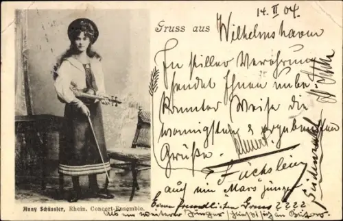 Ak Annny Schüssler, Rheinisches Concert Ensemble, Musikerin mit Violine