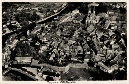 Ak Cheb Eger Region Karlsbad, Altstadt, Luftbild