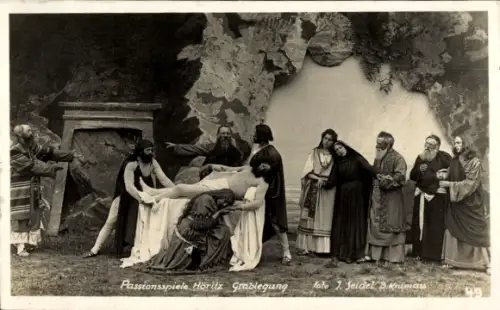 Foto Ak Hořice na Šumavě Höritz Südböhmen, Passionsspiel, Szene, Grablegung
