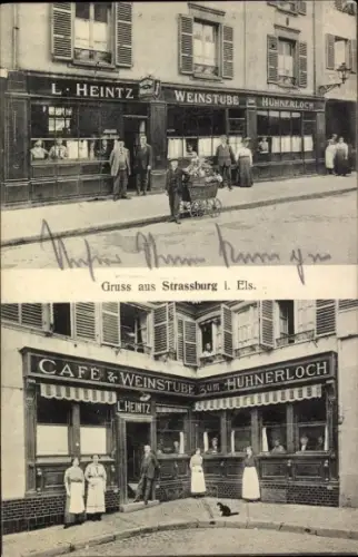 Ak Straßburg Elsass Bas Rhin, Café und Weinstube Zum Hühnerloch, L. Heintz