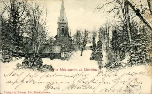 Ak Ritzebüttel Cuxhaven in Niedersachsen, Schlossgarten zu  Verlag Photogr. Alb. Fick Cuxhaven