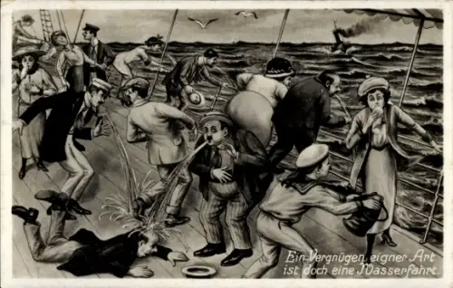 Ak Seekranke Schiffspassagiere, Ein Vergnügen eigner Art ist doch eine Wasserfahrt