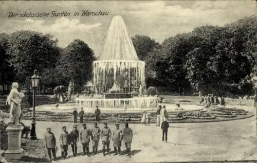 Ak Warszawa Warschau Polen, Sächsischer Garten, Deutsche Soldaten