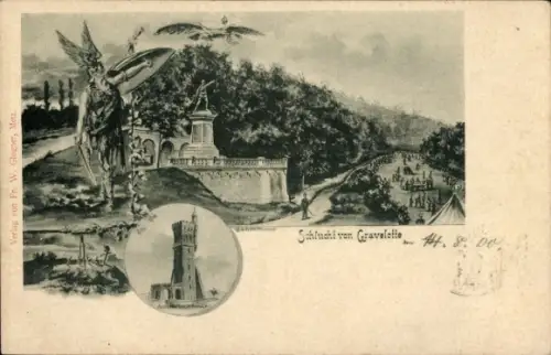 Ak Gravelotte Lothringen Moselle, Schlucht, Denkmal