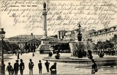 Ak Lisboa Lissabon Portugal, Praça Dom Pedro