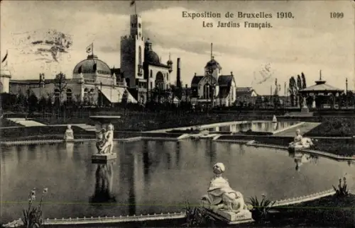 CPA Exposition de Bruxelles 1910, Les Jardins Français