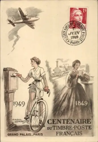 Künstler Ak Serres, Raoul, Paris, Centenaire du Timbre Poste francais, Grand Palais 1949