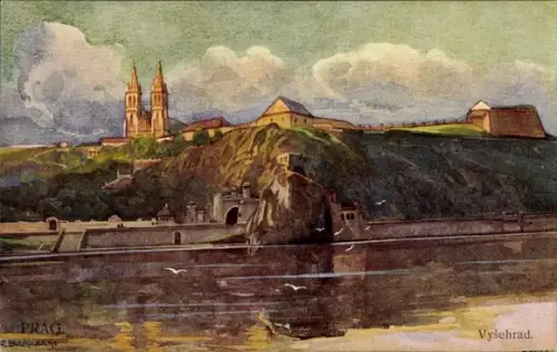 Künstler Ak Pražské Nové Město Prager Neustadt Praha Prag, Vyšehrad, Prager Hochburg
