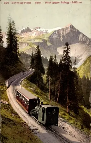 Ak Kanton Bern, Schynigge Platte Bahn, Blick gegen Sulegg, Zahnradbahn