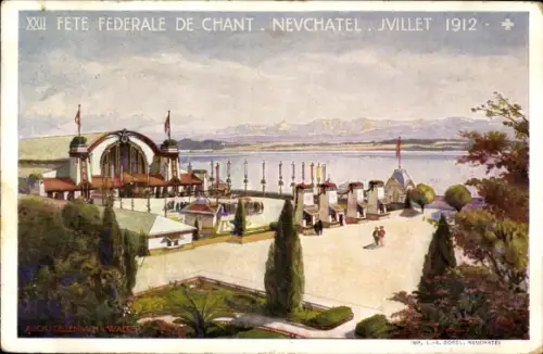 Ak Neuchâtel Kanton Neuenburg, XXIi Fete Federale de Chant, 1912, Ortspartie