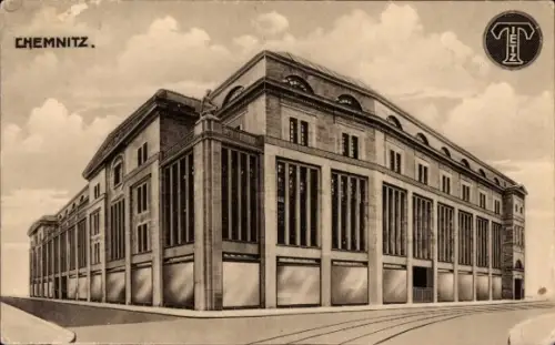 Ak Chemnitz in Sachsen, Johannesplatz, Neubau Warenhaus H. & C. Tietz