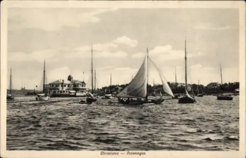 Ak Christiania Oslo Norwegen, Dronningen, Hafenidyll