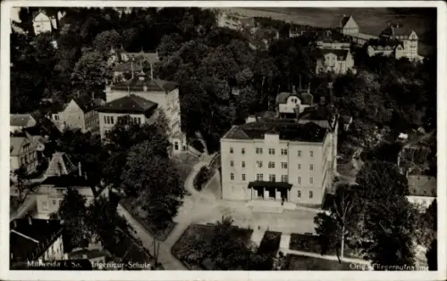 Ak Mittweida in Sachsen,  Ingenieur-Schule, Orig. Fliegeraufnahme