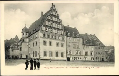Ak Freiberg in Sachsen, König Albert-Museum, Untermarkt,  1903