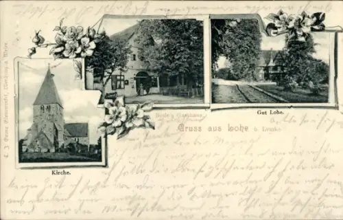 Passepartout Ak Marklohe in Niedersachsen, Gut Lohe, Kirche, Gasthaus Bode