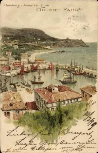Künstler Ak Nice Nizza Alpes Maritimes, Hafen, Orient-Fahrt der Hamburg Amerika Linie