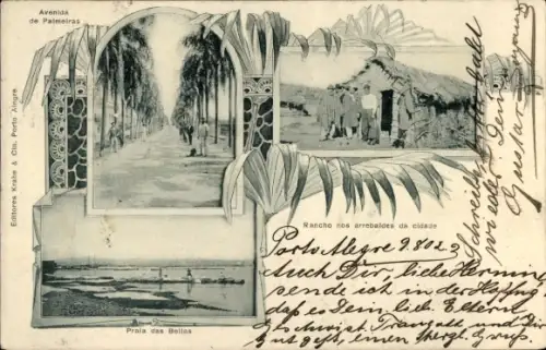 Ak Porto Alegre Brasilien, Avenida de Palmeiras, Rancho, Praia das Bellas