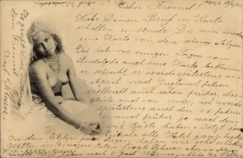 Ak Algier Alger Algerien, Gidzane, barbusige Araberin