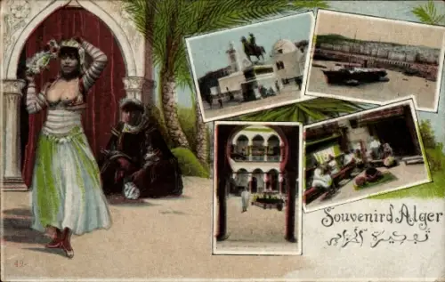 Ak Algier Alger Algerien, Teilansichten, barbusige Araberin