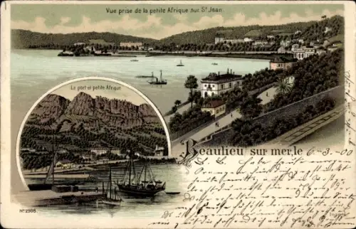 Litho Beaulieu sur Mer Alpes Maritimes, Petite Afrique, St. Jean, Hafen