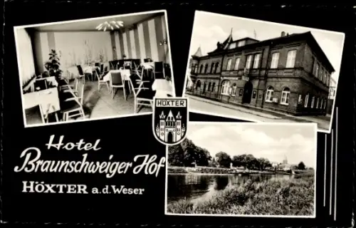 Wappen Ak Höxter an der Weser, Hotel Braunschweiger Hof