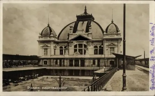 Ak Plzeň Pilsen Stadt, Hauptbahnhof