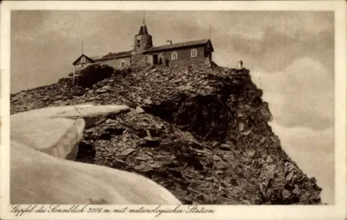Ak Rauris in Salzburg, Hoher Sonnblick, Gipfel mit meteorologischer Station, steiler Felsgrat, Sc