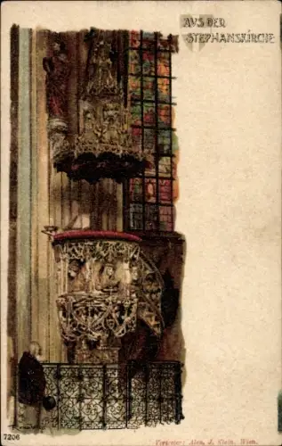 Künstler Ak Wien 1 Innere Stadt, Stephansdom, Kanzel