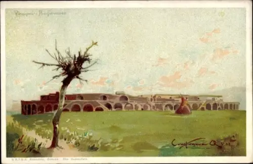 Künstler Litho Craffonara, Aurelio, Pompei Campania, Amfiteatro