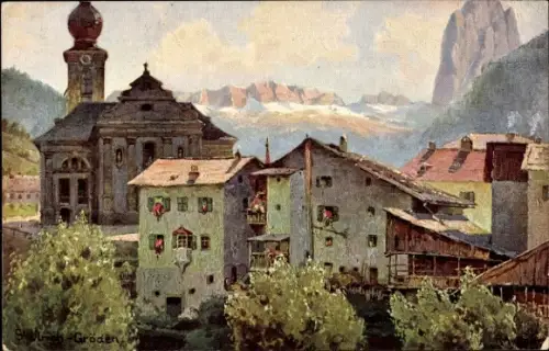 Ak Sankt Ulrich in Gröden Südtirol, Gesamtansicht