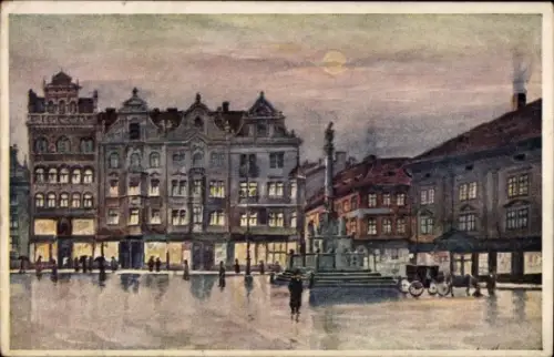 Ak Plzeň Pilsen Stadt, Mariensäulenplatz