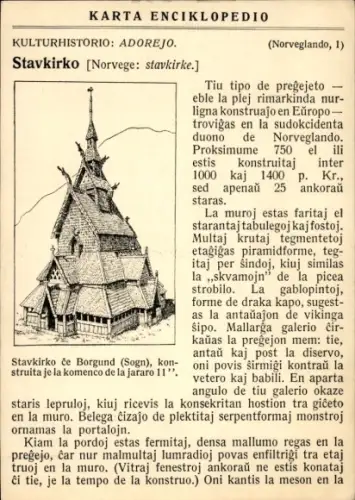 Ak Borgund Norwegen, Stavkirko (Stabkirche)  Karta Enciklopedio