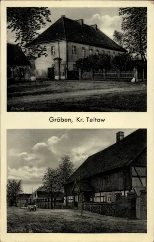 Ak Gröben Ludwigsfelde in Brandenburg, Schloss,  Kr. Teltow, Gasthaus G Thietieke