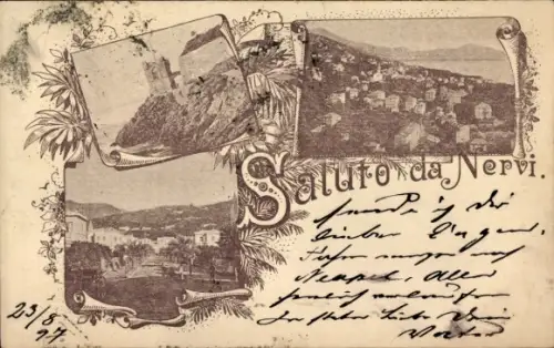 Ak Nervi Genova Genua Liguria, Panorama, Burg