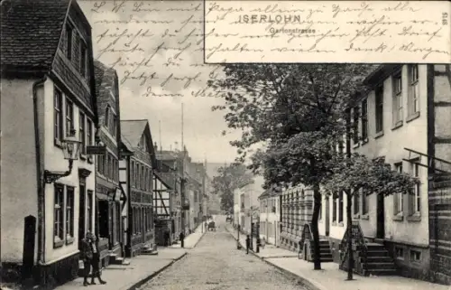 Ak Iserlohn im Märkischen Kreis, Franzosenhohl, Straße in  Gartenstraße,  Gebäude, Menschen auf d