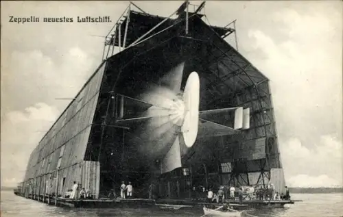 Ak Zeppelin Luftschiff LZ 4 in der Schwimmhalle von Manzell