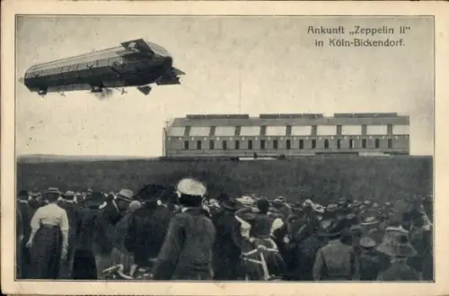 Ak Bickendorf Köln am Rhein, Ankunft Zeppelin II