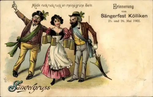 Litho Kölliken Kanton Aargau, Sängerfest 1902