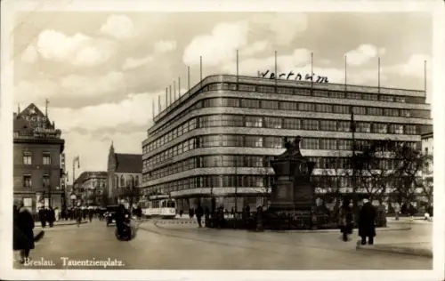 Ak Wrocław Breslau Schlesien, Tauentzienplatz, Wertheim