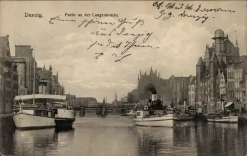 Ak Gdańsk Danzig, an der Langenbrücke