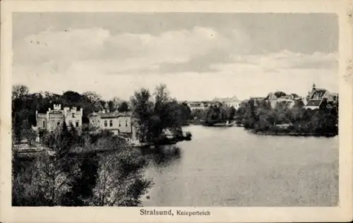 Ak Stralsund in Mecklenburg Vorpommern, Partie am Knieperteich, Villen, Häuser