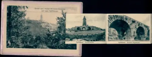 Leporello Ak Steinthaleben Kyffhäuserland in Thüringen, Kyffhäuser, Kaiser Wilhelm Denkmal