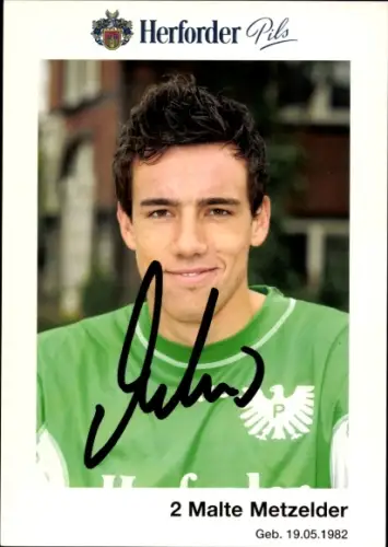 Autogrammkarte Fußballer Malte Metzelder, Preußen Münster, Autogramm