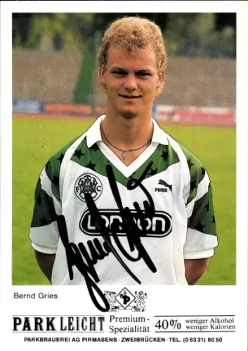 Autogrammkarte Fußballer Bernd Gries, FC Homburg, Autogramm