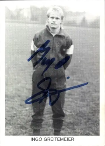 Autogrammkarte Fußballer Ingo Greitemeier, Rot-Weiß Oberhausen, Autogramm