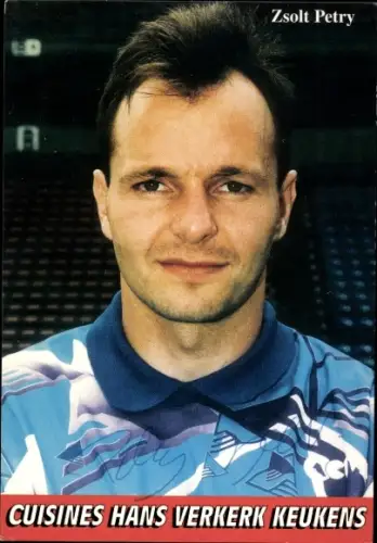 Autogrammkarte Fußballer Zsolt Petry, Portrait, Cuisines Hans Verkerk Keukens, Autogramm